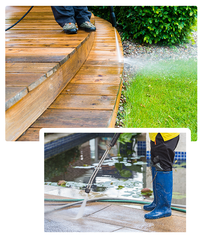 Power washing professionals at work