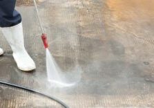 Outdoor floor cleaning with high pressure water jet Outdoor floor cleaning with high pressure water jet